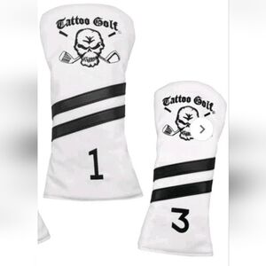 Tattoo Golf White Vintage Headcover Golf Club Covers 1 3 Driver Embroidered Whit